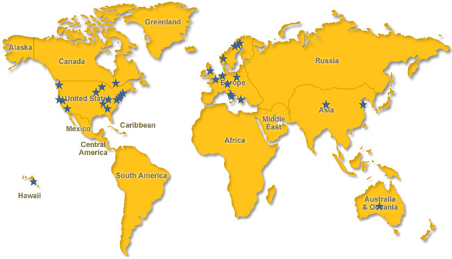 Global map illustrating locations of E2C2 studies.